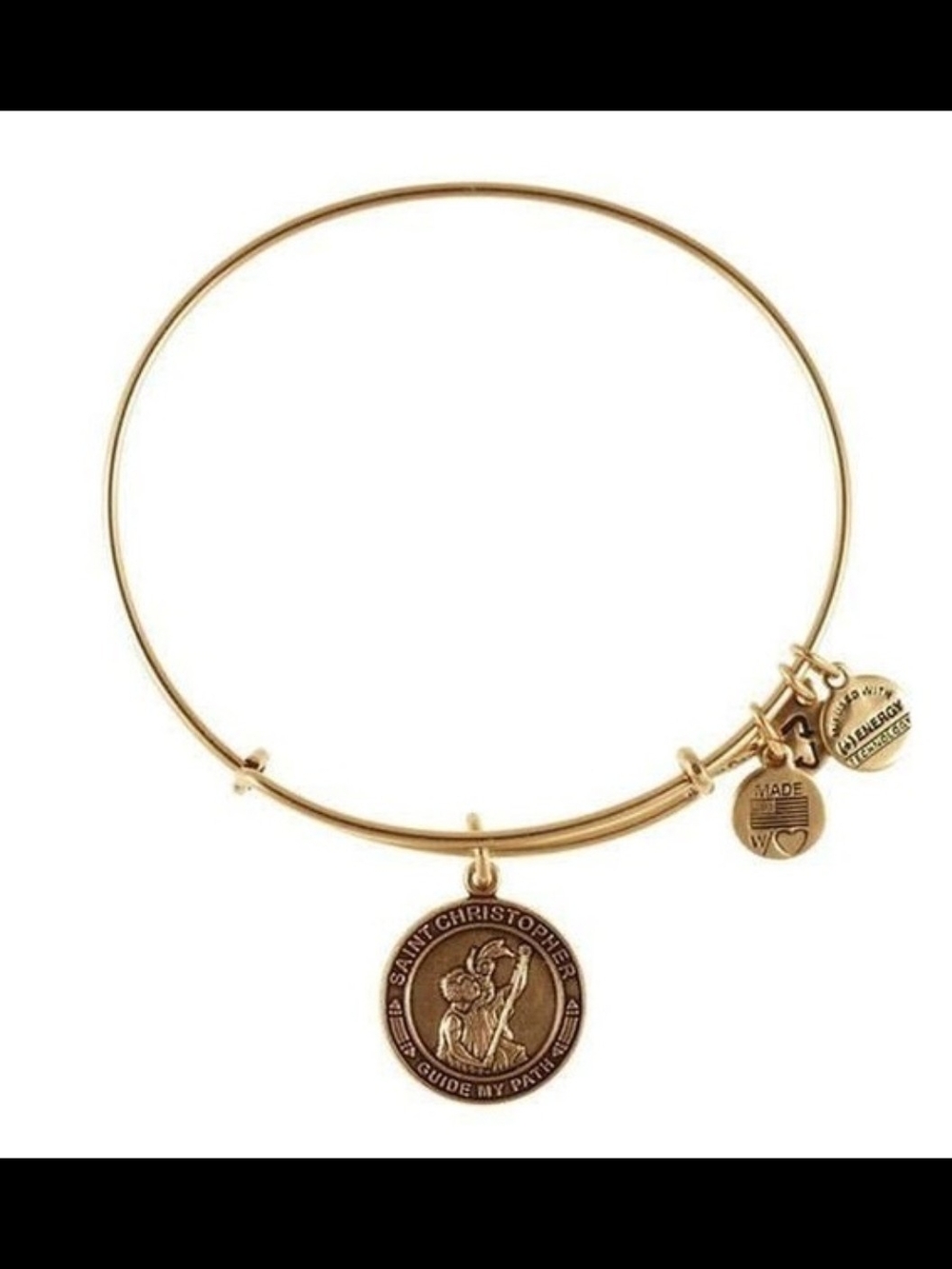 ALEX AND ANI Gold Saint Christopher Charm Bangle Bracelet